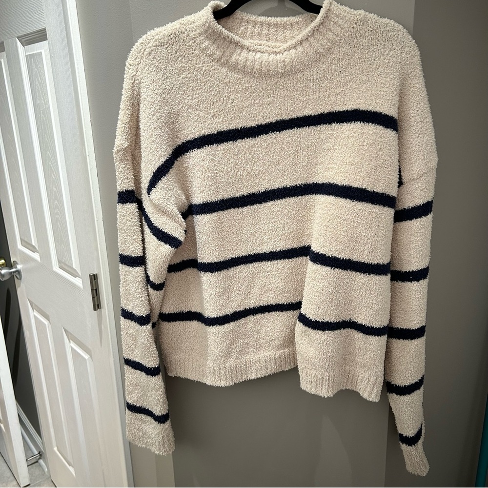 Altar’d State Cream & Blue Stripe Sweater-Lg